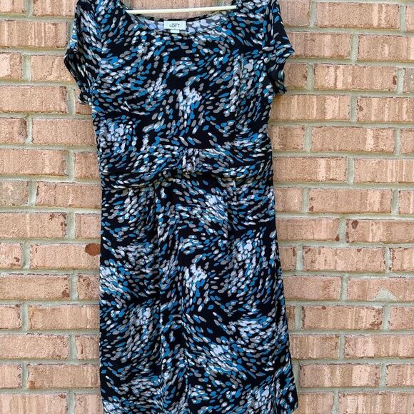 Loft Women's Blue Patterned Dress - Picture 1 of 5